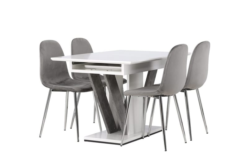 Rektangulär matgrupp Venture Home Ljusgrå Vit 4st - Møbler - Bord - Spisegruppe