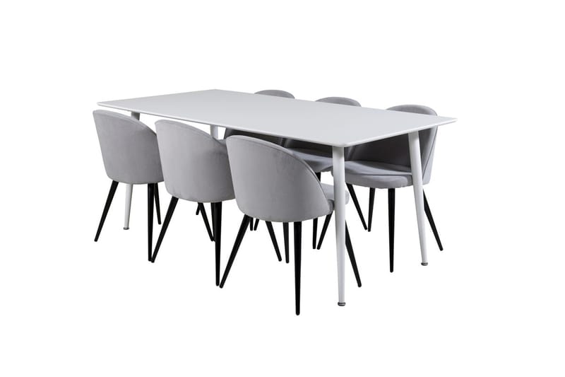 Rektangulär matgrupp Venture Home Ljusgrå Vit 6st - Lysegrå, hvit - Møbler - Bord - Spisegruppe