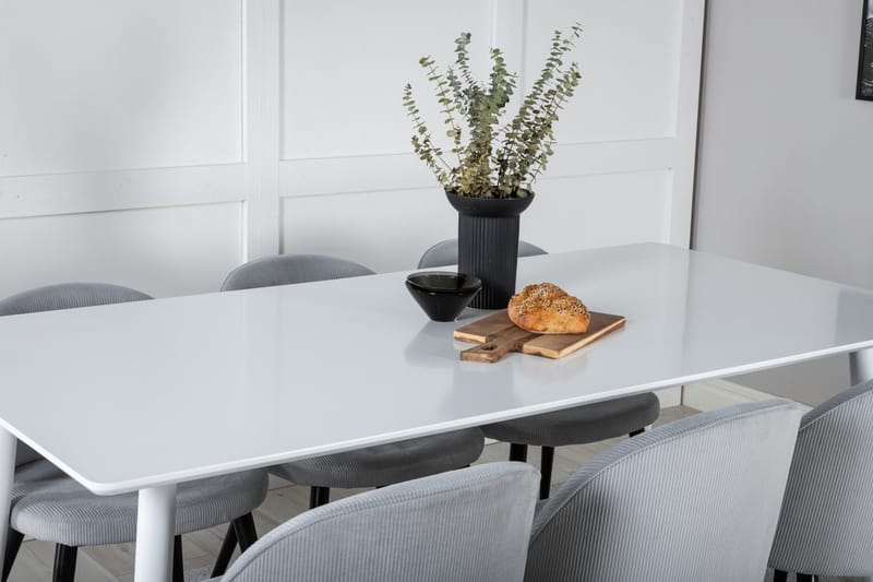 Rektangulär matgrupp Venture Home Ljusgrå Vit 6st - Lysegrå, hvit - Møbler - Bord - Spisegruppe