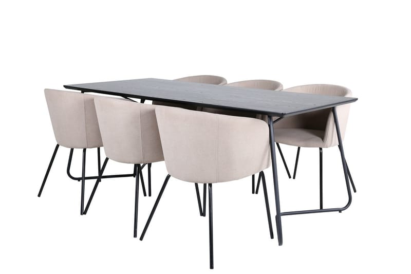 Rektangulär matgrupp Venture Home Mörkbeige Svart 6st - Møbler - Bord - Spisegruppe