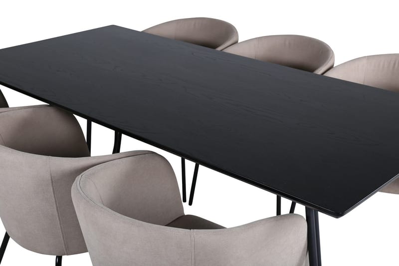 Rektangulär matgrupp Venture Home Mörkbeige Svart 6st - Møbler - Bord - Spisegruppe