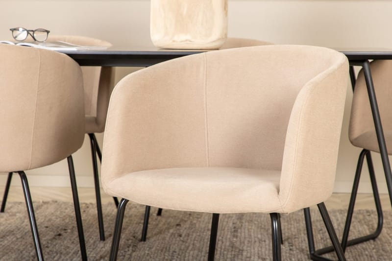 Rektangulär matgrupp Venture Home Mörkbeige Svart 6st - Møbler - Bord - Spisegruppe