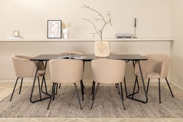 Rektangulär matgrupp Venture Home Mörkbeige Svart 6st - Møbler - Bord - Spisegruppe