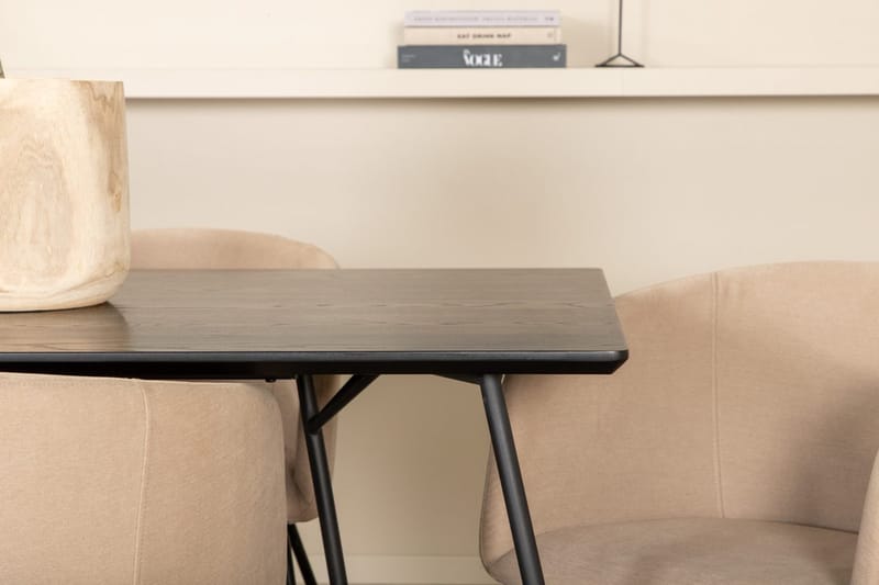 Rektangulär matgrupp Venture Home Mörkbeige Svart 6st - Møbler - Bord - Spisegruppe