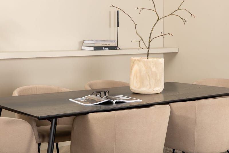 Rektangulär matgrupp Venture Home Mörkbeige Svart 6st - Møbler - Bord - Spisegruppe
