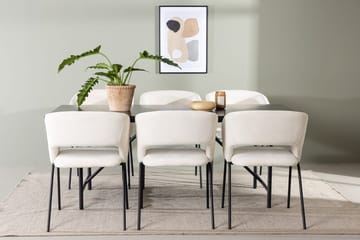 Rektangulär matgrupp Venture Home Offwhite Svart 6st - Møbler - Bord - Spisegruppe