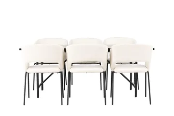 Rektangulär matgrupp Venture Home Offwhite Svart 6st - Møbler - Bord - Spisegruppe