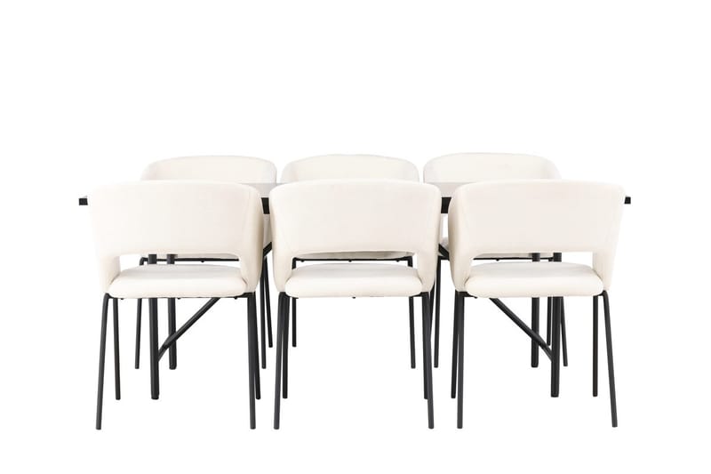 Rektangulär matgrupp Venture Home Offwhite Svart 6st - Møbler - Bord - Spisegruppe
