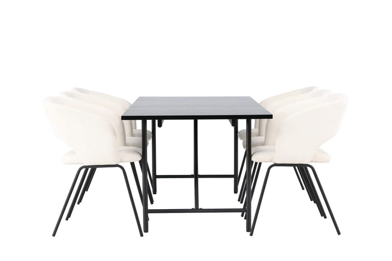 Rektangulär matgrupp Venture Home Offwhite Svart 6st - Møbler - Bord - Spisegruppe