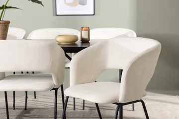 Rektangulär matgrupp Venture Home Offwhite Svart 6st - Møbler - Bord - Spisegruppe