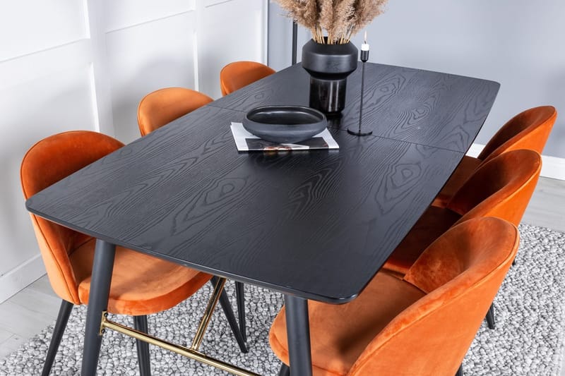Rektangulär matgrupp Venture Home Rostig Orange Svart 6st - Møbler - Bord - Spisegruppe