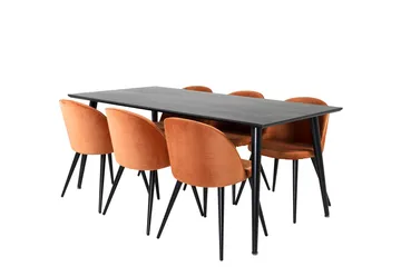 Rektangulär matgrupp Venture Home Rostig Orange Svart 6st - Møbler - Bord - Spisegruppe