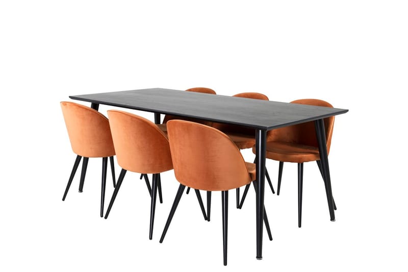 Rektangulär matgrupp Venture Home Rostig Orange Svart 6st - Møbler - Bord - Spisegruppe