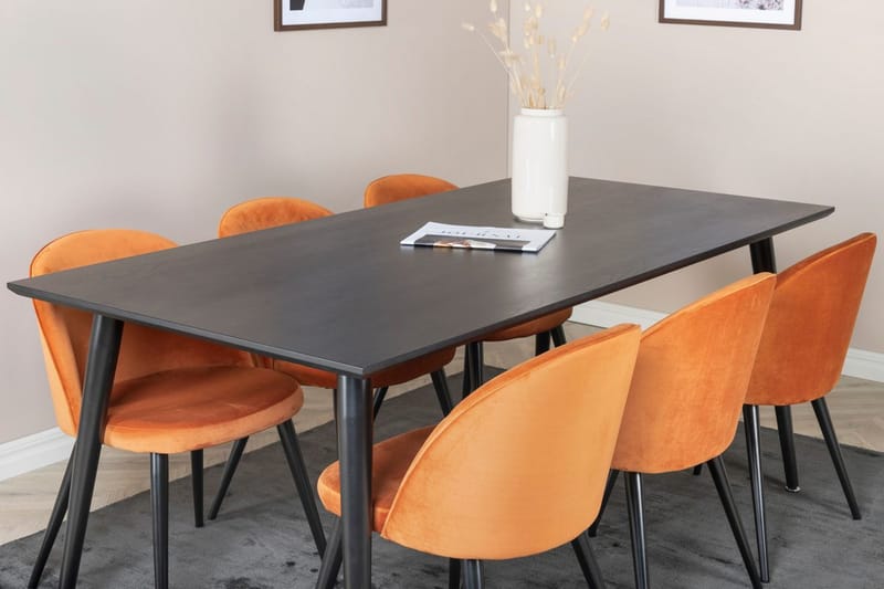 Rektangulär matgrupp Venture Home Rostig Orange Svart 6st - Møbler - Bord - Spisegruppe