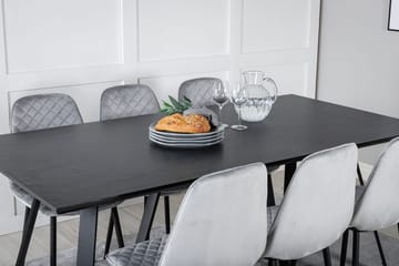 Rektangulär matgrupp Venture Home Svart 6st - Møbler - Bord - Spisegruppe