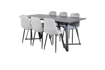 Rektangulär matgrupp Venture Home Svart 6st - Møbler - Bord - Spisegruppe