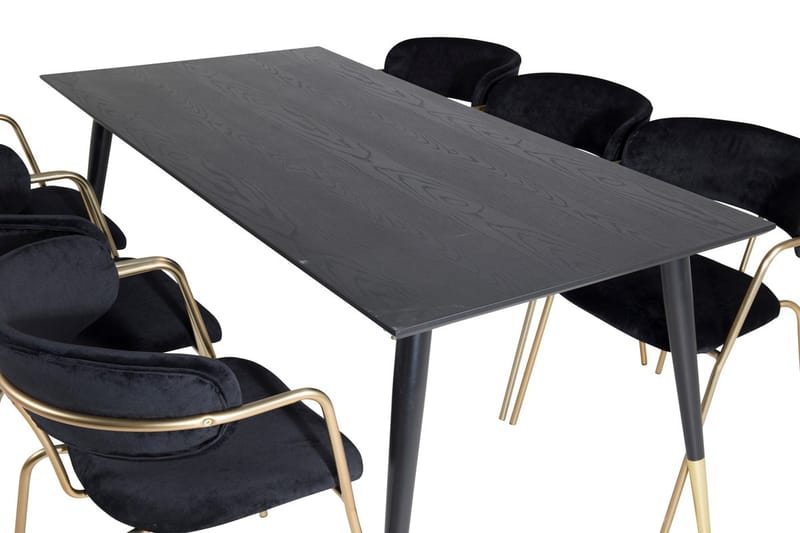 Rektangulär matgrupp Venture Home Svart Guld Mässing - Møbler - Bord - Spisegruppe