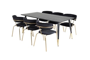 Rektangulär matgrupp Venture Home Svart Guld Mässing - Møbler - Bord - Spisegruppe