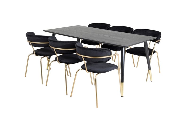 Rektangulär matgrupp Venture Home Svart Guld Mässing - Møbler - Bord - Spisegruppe