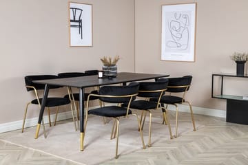 Rektangulär matgrupp Venture Home Svart Guld Mässing - Møbler - Bord - Spisegruppe