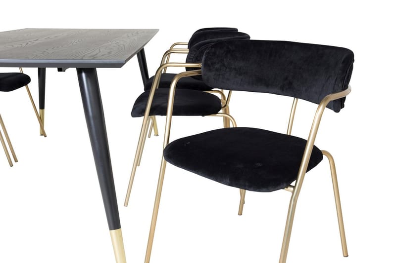 Rektangulär matgrupp Venture Home Svart Guld Mässing - Møbler - Bord - Spisegruppe