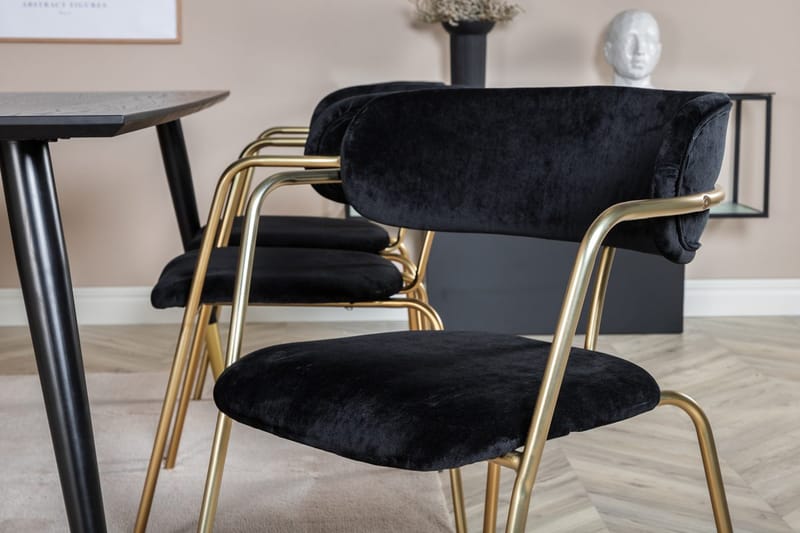 Rektangulär matgrupp Venture Home Svart Guld Mässing - Møbler - Bord - Spisegruppe