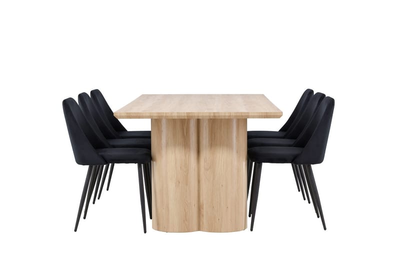 Rektangulär matgrupp Venture Home Svart Ljust trä 6st - Møbler - Bord - Spisegruppe