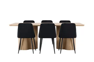Rektangulär matgrupp Venture Home Svart Ljust trä 6st - Møbler - Bord - Spisegruppe