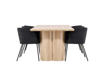Rektangulär matgrupp Venture Home Svart Ljust trä 6st - Møbler - Bord - Spisegruppe