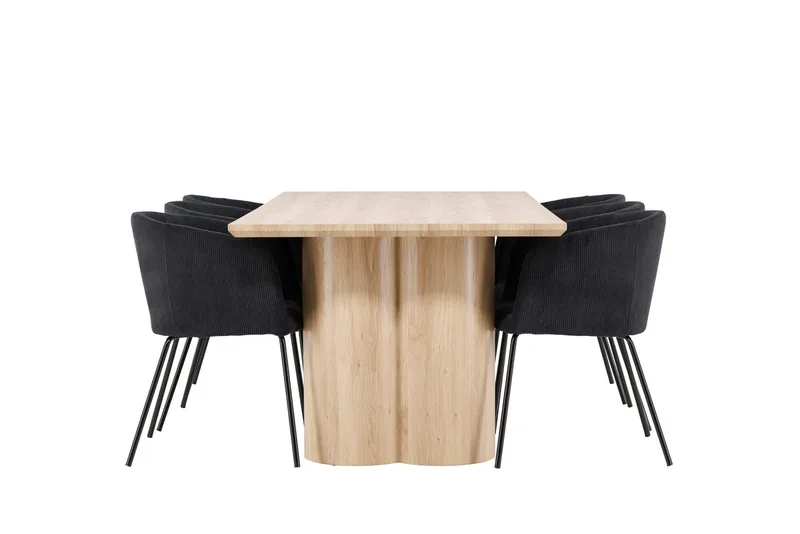 Rektangulär matgrupp Venture Home Svart Ljust trä 6st - Møbler - Bord - Spisegruppe