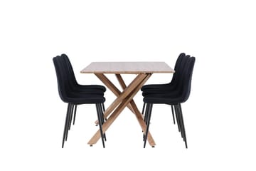 Rektangulär matgrupp Venture Home Svart Mocka 6st - Møbler - Bord - Spisegruppe