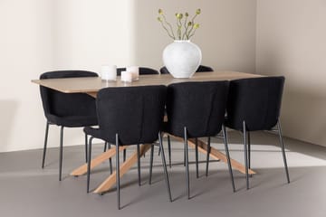 Rektangulär matgrupp Venture Home Svart Mocka 6st - Møbler - Bord - Spisegruppe