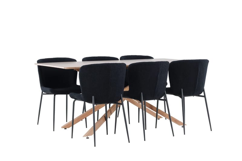 Rektangulär matgrupp Venture Home Svart Mocka 6st - Møbler - Bord - Spisegruppe