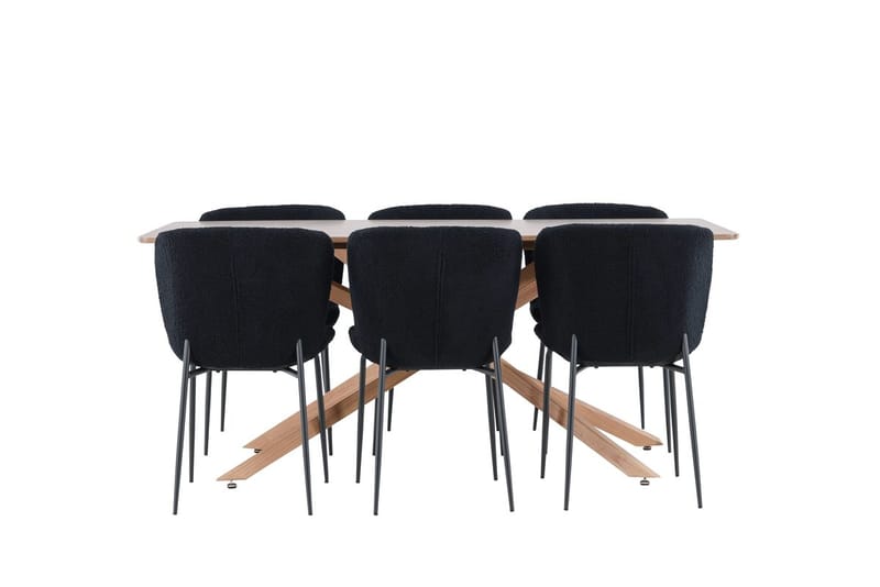 Rektangulär matgrupp Venture Home Svart Mocka 6st - Møbler - Bord - Spisegruppe
