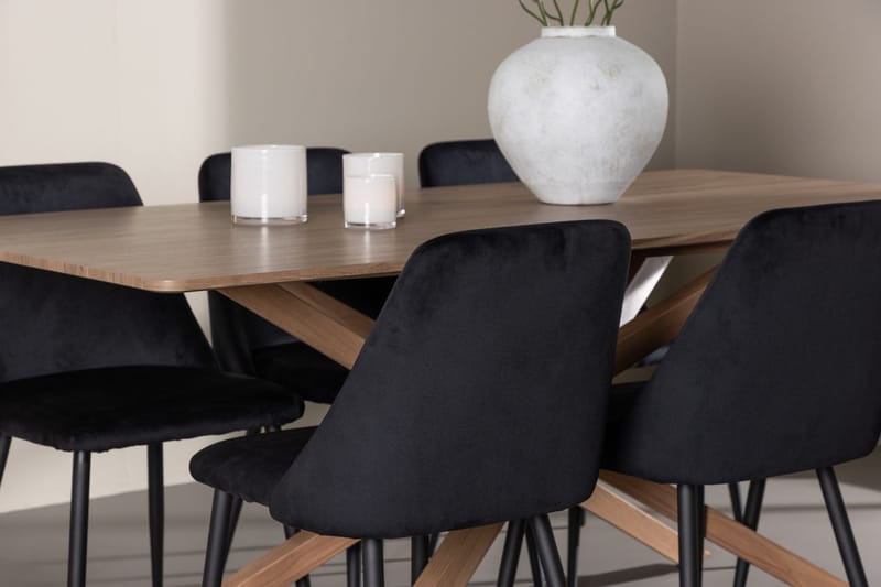 Rektangulär matgrupp Venture Home Svart Mocka 6st - Møbler - Bord - Spisegruppe