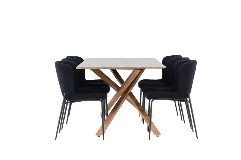 Rektangulär matgrupp Venture Home Svart Mocka 6st - Møbler - Bord - Spisegruppe