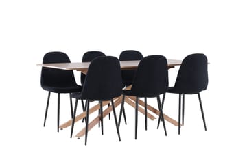 Rektangulär matgrupp Venture Home Svart Mocka 6st - Møbler - Bord - Spisegruppe