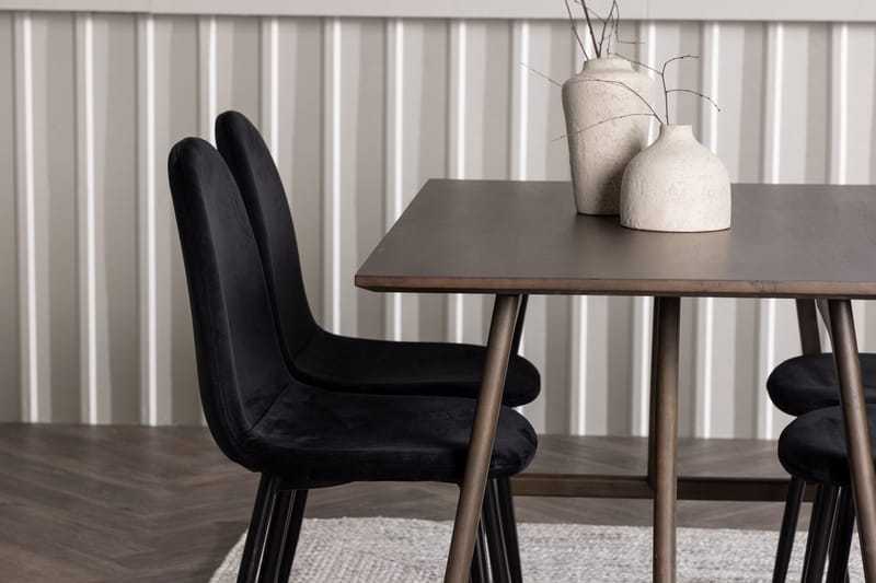 Rektangulär matgrupp Venture Home Svart Mörkbrun 4st - Mørkebrun - Møbler - Bord - Spisegruppe