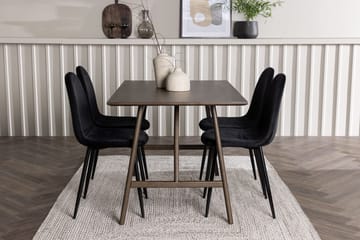 Rektangulär matgrupp Venture Home Svart Mörkbrun 4st - Mørkebrun - Møbler - Bord - Spisegruppe