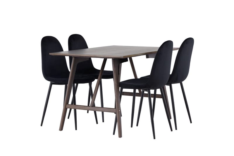 Rektangulär matgrupp Venture Home Svart Mörkbrun 4st - Mørkebrun - Møbler - Bord - Spisegruppe