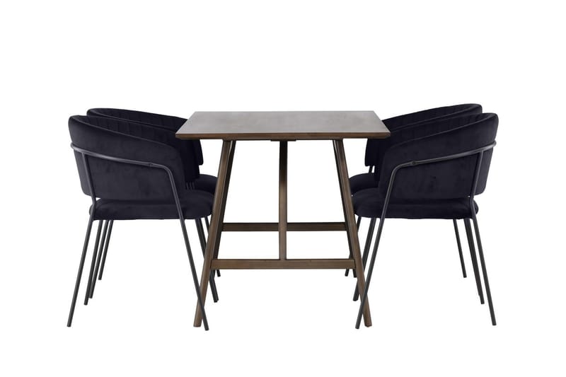 Rektangulär matgrupp Venture Home Svart Mörkbrun 4st - Møbler - Bord - Spisegruppe