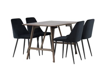 Rektangulär matgrupp Venture Home Svart Mörkbrun 4st - Møbler - Bord - Spisegruppe