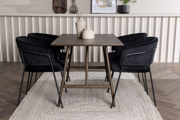 Rektangulär matgrupp Venture Home Svart Mörkbrun 4st - Møbler - Bord - Spisegruppe