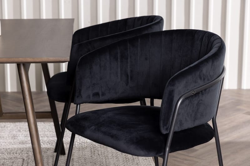 Rektangulär matgrupp Venture Home Svart Mörkbrun 4st - Møbler - Bord - Spisegruppe