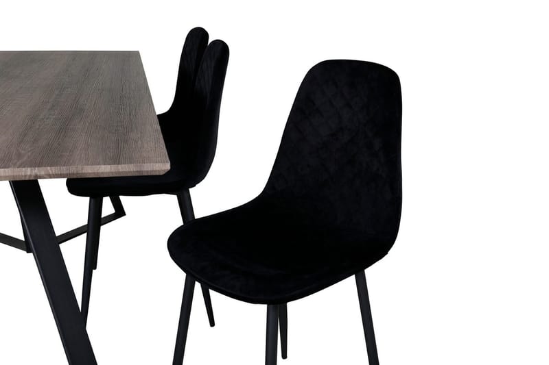 Rektangulär matgrupp Venture Home Svart Natur 6st - Møbler - Bord - Spisegruppe