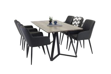Rektangulär matgrupp Venture Home Svart Natur 6st - Møbler - Bord - Spisegruppe