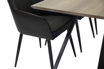Rektangulär matgrupp Venture Home Svart Natur 6st - Møbler - Bord - Spisegruppe