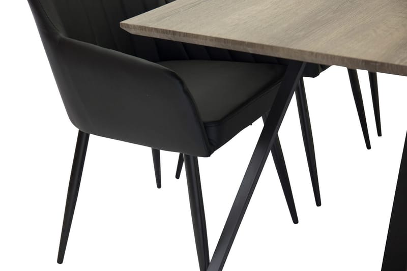 Rektangulär matgrupp Venture Home Svart Natur 6st - Møbler - Bord - Spisegruppe