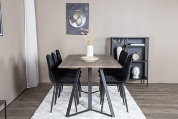 Rektangulär matgrupp Venture Home Svart Natur 6st - Møbler - Bord - Spisegruppe