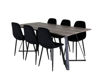 Rektangulär matgrupp Venture Home Svart Natur 6st - Møbler - Bord - Spisegruppe